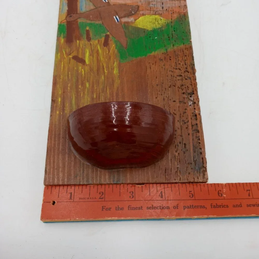 Duck Folk Art Barnwood Wall Pocket Plant Holder Handpainted Mallard OOAK 16 Inch